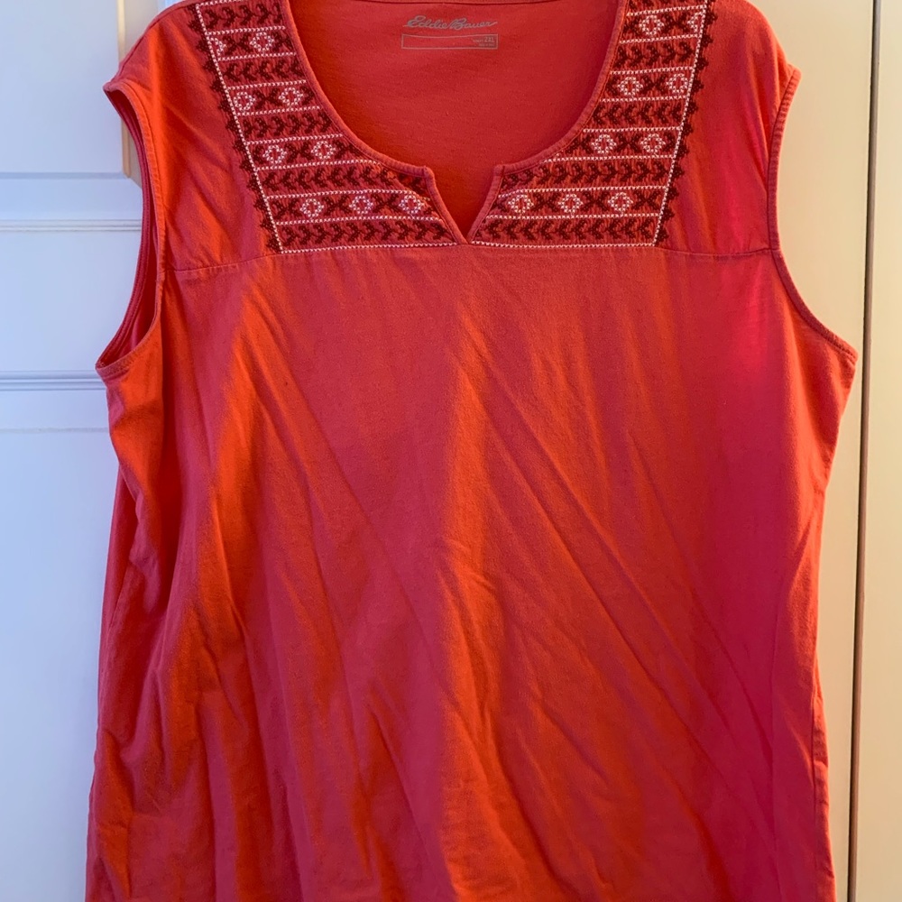 Eddie Bauer pink embroidered yoke shirt